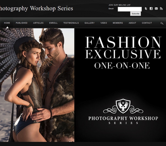 Photography Workshop Series website with large image gallery